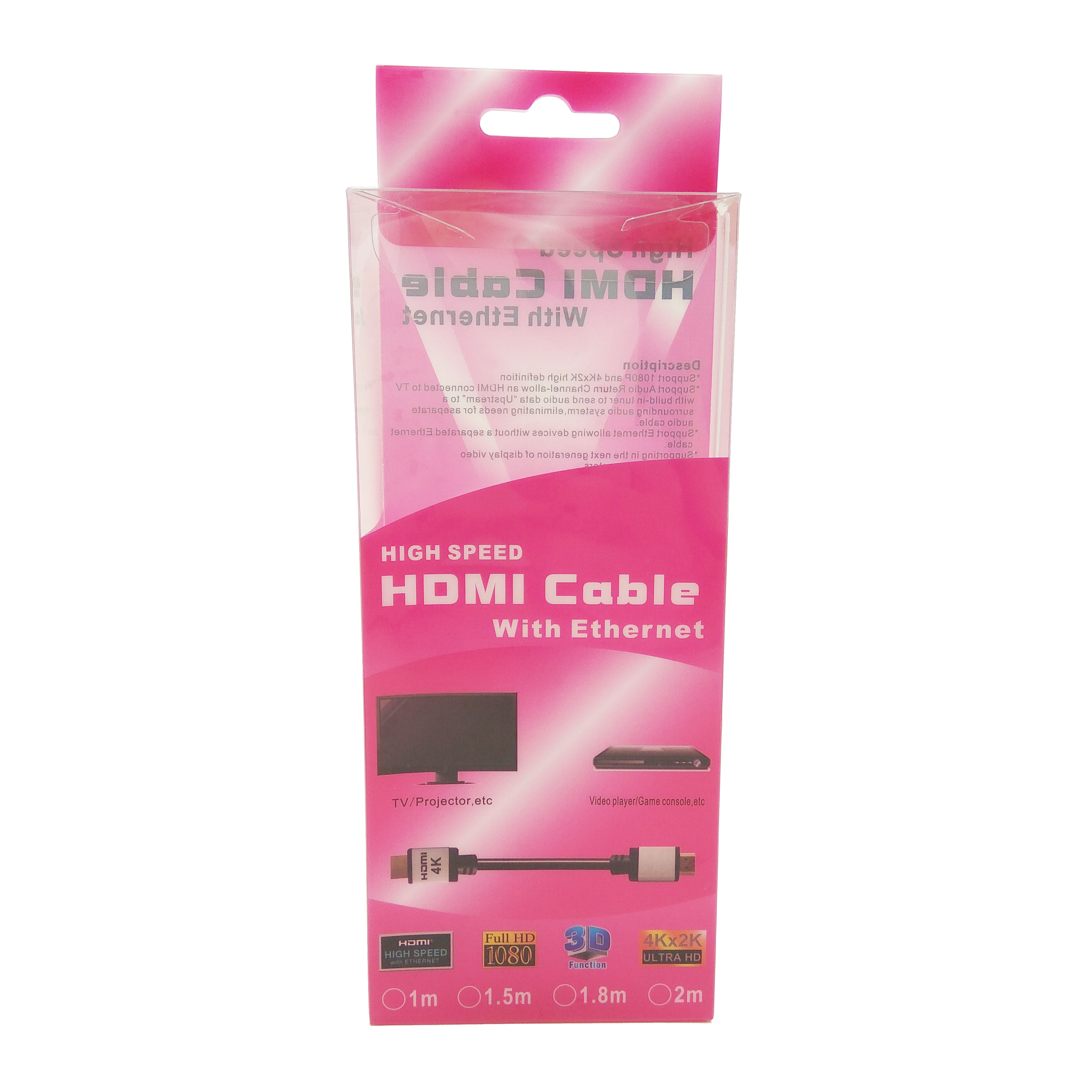 Plastic Printing Retail/Wholesale Tuck-End Closure Box for HDMI Cable