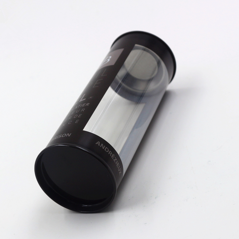 plastic Transparent cylinder packaging box clear with Iron cover cap